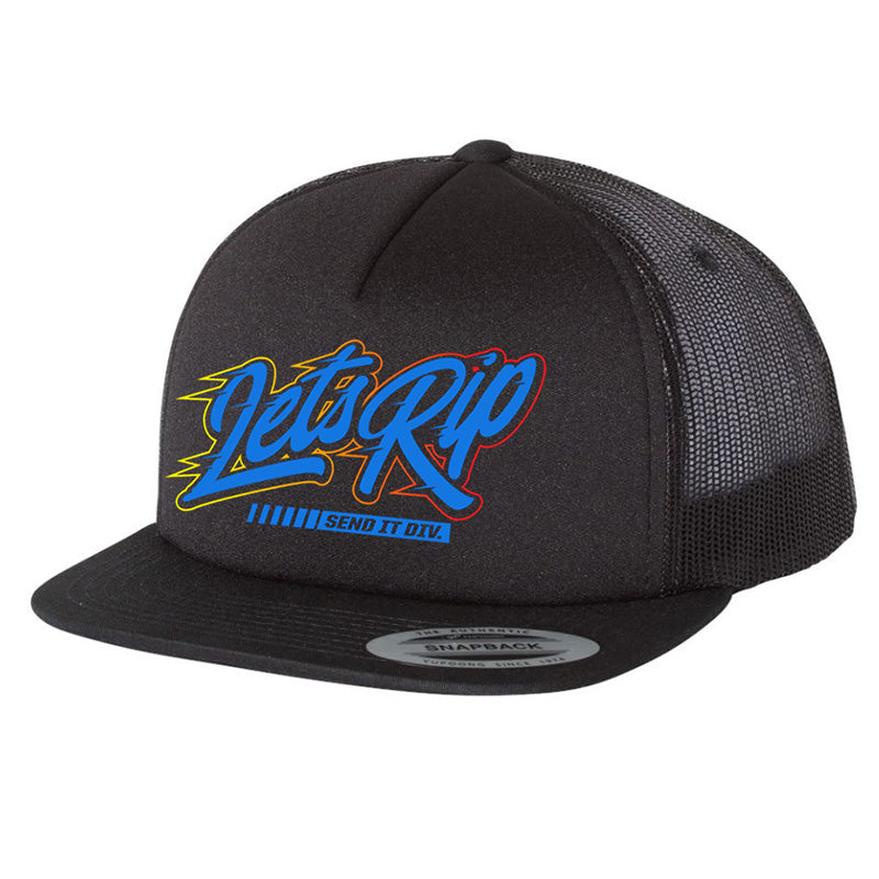 Lets Rip Send It Div Trucker Hat Black